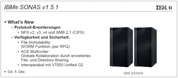 Abbildung 8: Neuerungen für Scale Out Network Attached Storage – SONAS v1.5.1